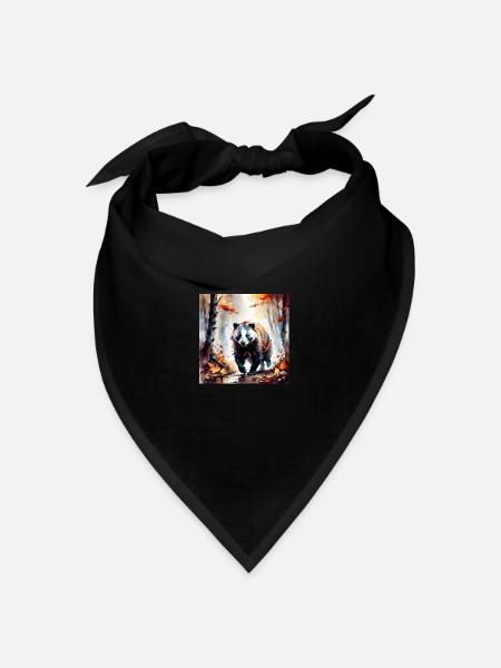 Dachs im Herbs - Bandana Dreieckstuch - Schwarz