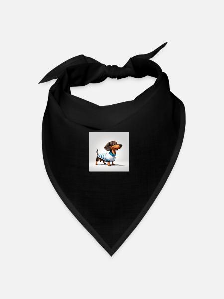 Dackel in Hundebekleidung - Bandana Dreieckstuch - Schwarz