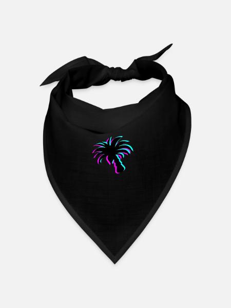 Neon Paradise: UV-leuchtende Palmen-Silhouette - Bandana Dreieckstuch - Schwarz