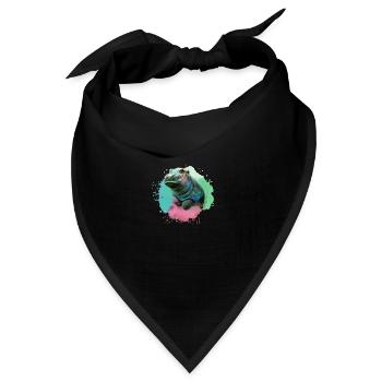 nilpferd,hippo,graffiti,malerei,nilpferd baby,baby - Bandana Dreieckstuch - Schwarz - Vorne