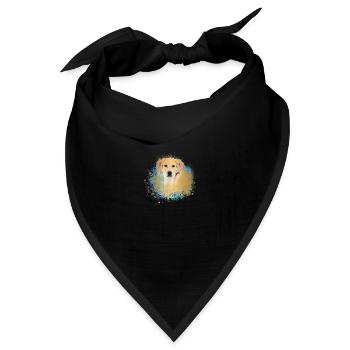 Labrador,Hund,malerei,golden retriever,gold - Bandana Dreieckstuch - Schwarz - Vorne