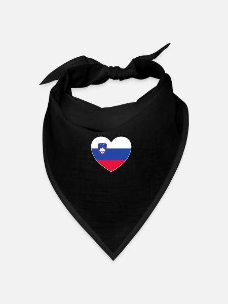 Slowenien Flagge Herz - Bandana Dreieckstuch - Schwarz
