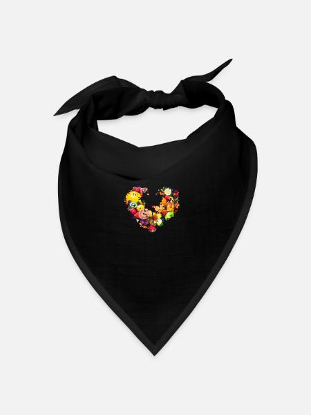herz,obst, obstherz,bunt,äpfel,küche - Bandana Dreieckstuch - Schwarz
