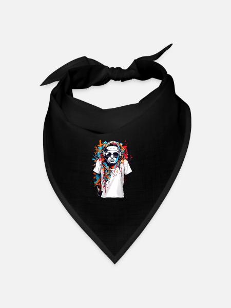 Abstrakte Hipster Kunst - Bandana Dreieckstuch - Schwarz