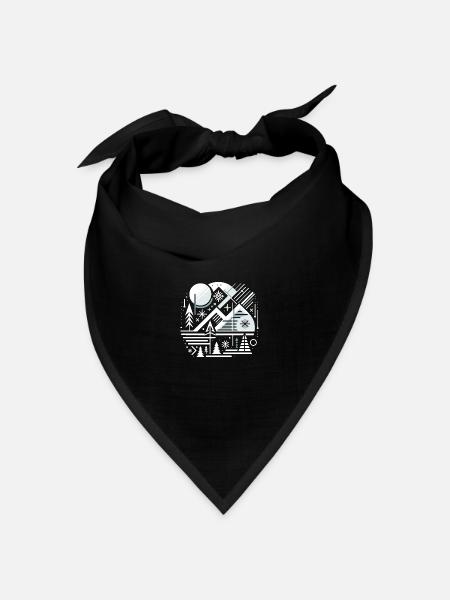 Winterliche Weihnachtslandschaft - Bandana Dreieckstuch - Schwarz
