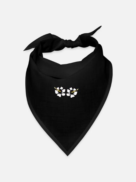 Blume weiß weiße Blume Hibiskus Blüte Festival - Bandana Dreieckstuch - Schwarz