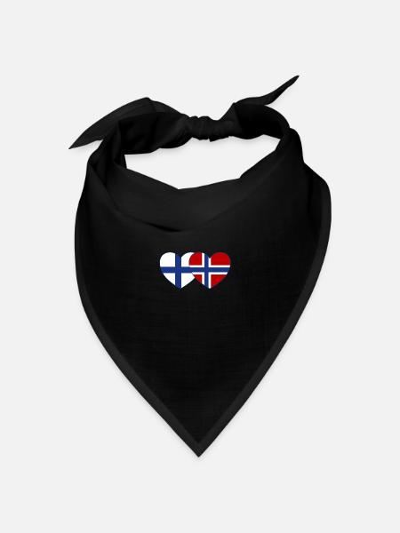 Finnland Norwegen Flagge Herz - Bandana Dreieckstuch - Schwarz