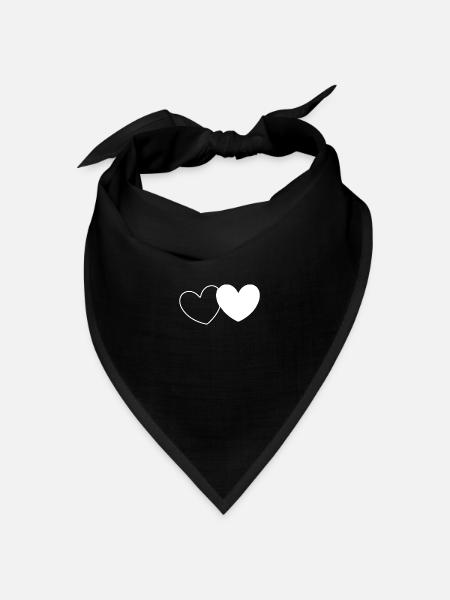 Weißes Herz - Bandana Dreieckstuch - Schwarz