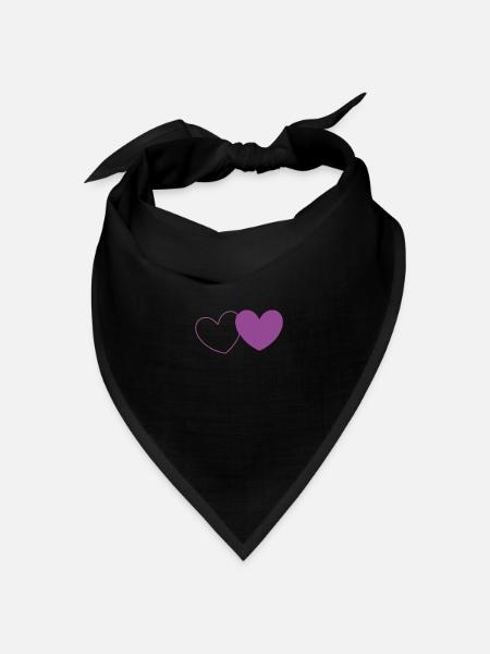 Herz violett 2 Herzen Valentinstag - Bandana Dreieckstuch - Schwarz