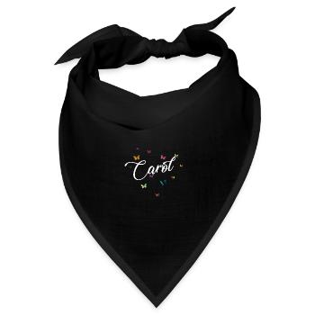 CAROL - Mädchen Name mit bunten Schmetterlingen - Bandana Dreieckstuch - Schwarz - Vorne