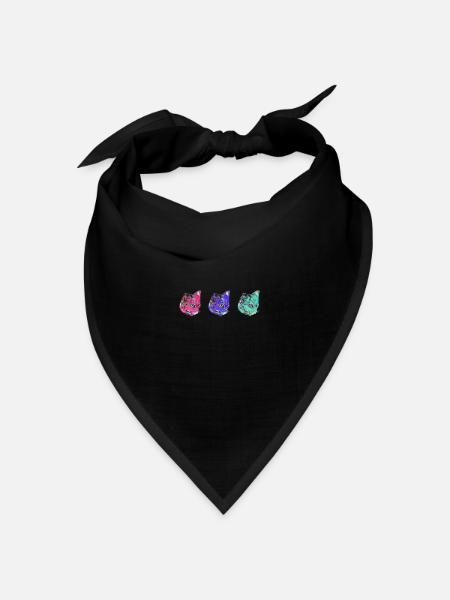 katzen, bunt,pop-art, kunst,warhol,graffiti,katze - Bandana Dreieckstuch - Schwarz