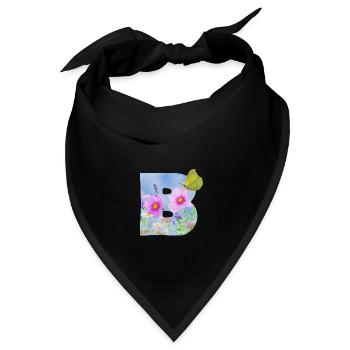 fruehlingsblumen schmetterling b - Bandana Dreieckstuch - Schwarz - Vorne