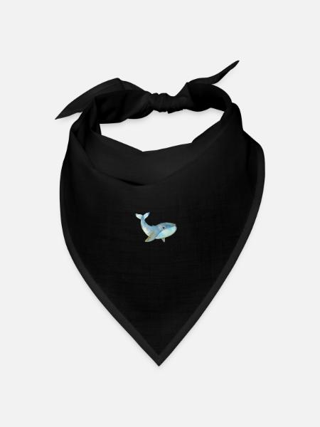 Wal Aquarell - Bandana Dreieckstuch - Schwarz