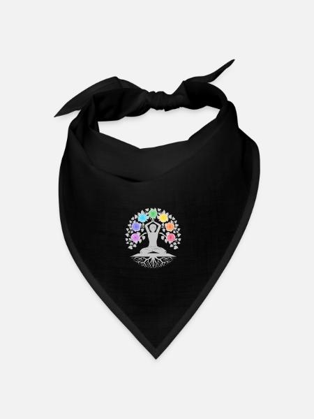 Chakra Lebensbaum - Bandana Dreieckstuch - Schwarz