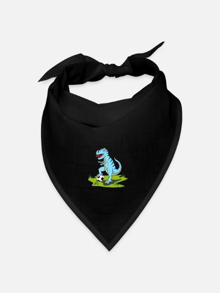 Dinosaurier Rex Fußball Blau - Bandana Dreieckstuch - Schwarz