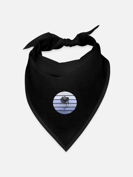 Rose, Blume, Vintage, Retro, Wald, Geschenk - Bandana Dreieckstuch - Schwarz