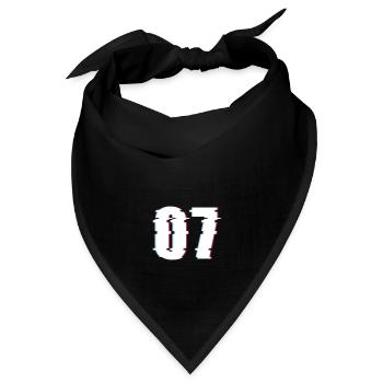 07 Sieben 7 Seven Zahl Effekt Verzerrt Nummer - Bandana Dreieckstuch - Schwarz - Vorne
