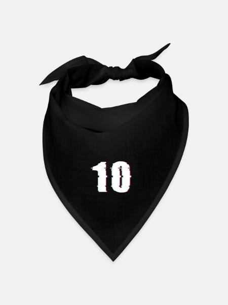 10 Zehn Zahl Effekt Verzerrt Nummer - Bandana Dreieckstuch - Schwarz