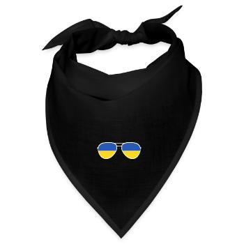 Ukraine Ukraina Slava Ukraine Sonnenbrille Flagge - Bandana Dreieckstuch - Schwarz - Vorne
