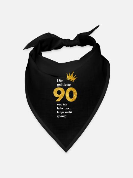 90 Jahre Gold Geburtstag - Bandana Dreieckstuch - Schwarz