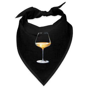 Glas Weißwein - Bandana Dreieckstuch - Schwarz - Vorne