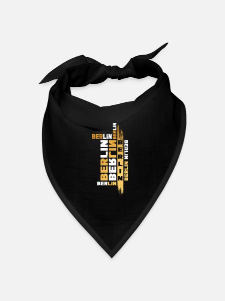 Berlin Deutschland Stadt Schrift Gold Skyline - Bandana Dreieckstuch - Schwarz