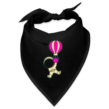 Astronaut Heißluftballon Raumfahrer - Bandana Dreieckstuch - Schwarz - Vorne