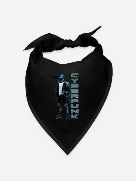 Cyberpunk Teen Neon im japanischen Anime-Stil - Bandana Dreieckstuch - Schwarz