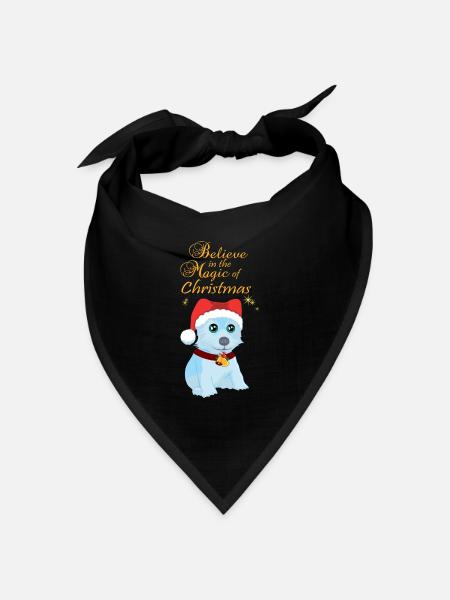 Believe in the Magic of Christmas mit Hund - Bandana Dreieckstuch - Schwarz