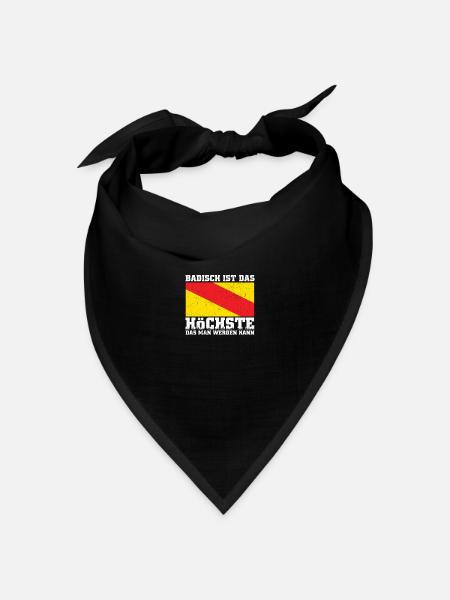 Badische Flagge | Badener Baden Badner Geschenke - Bandana Dreieckstuch - Schwarz