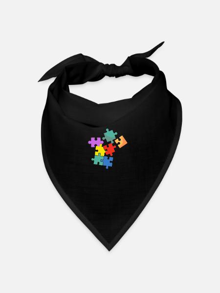 Farbpuzzle - Bandana Dreieckstuch - Schwarz