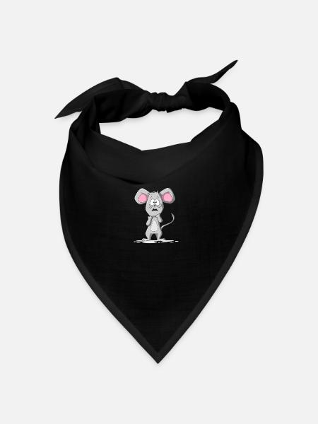 Ängstliche Maus - Bandana Dreieckstuch - Schwarz