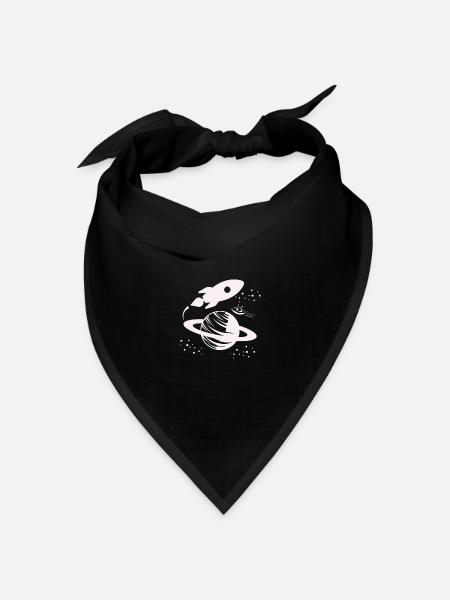Astronaut - Weltall Rakete Universum Planet - Bandana Dreieckstuch - Schwarz