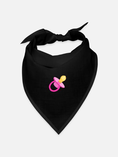Rosa Schnuller - Baby Schnuller - Schnuller - Bandana Dreieckstuch - Schwarz