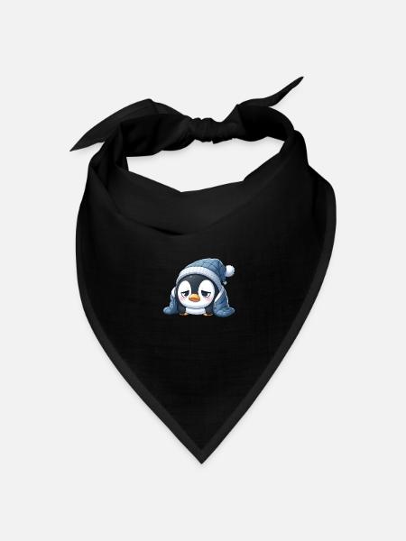 Müder Pinguin - Bandana Dreieckstuch - Schwarz