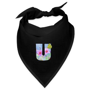 fruehlingsblumen schmetterling u - Bandana Dreieckstuch - Schwarz - Vorne