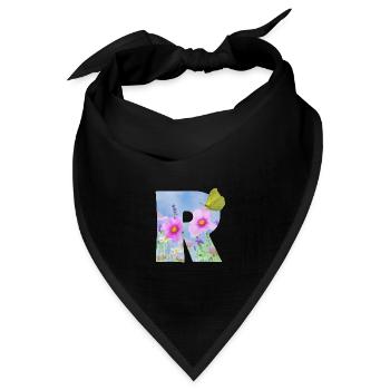 fruehlingsblumen schmetterling r - Bandana Dreieckstuch - Schwarz - Vorne