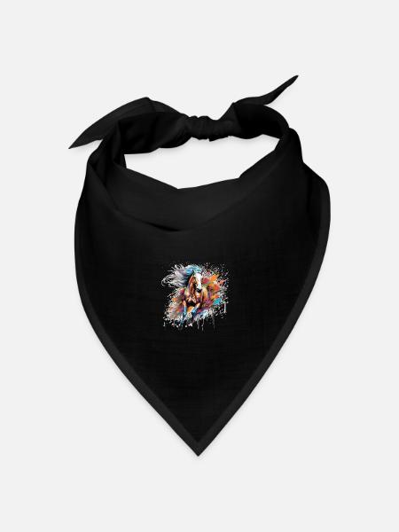 Pferd, Pferd - Bandana Dreieckstuch - Schwarz