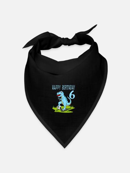 Dinosaurier Rex Fußball 6 Happy Birthday Blau - Bandana Dreieckstuch - Schwarz