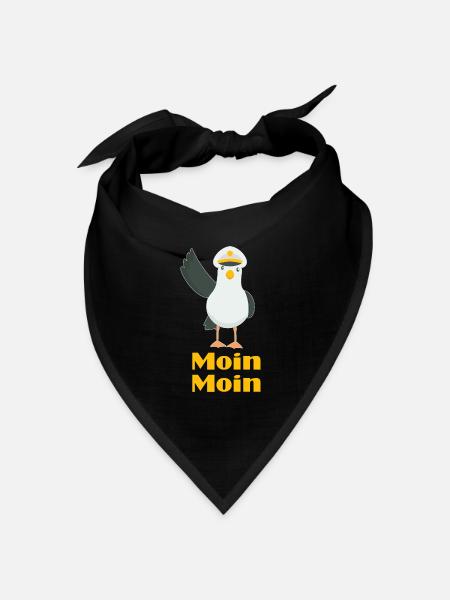 Moin Moin Möwen Kapitän - Bandana Dreieckstuch - Schwarz