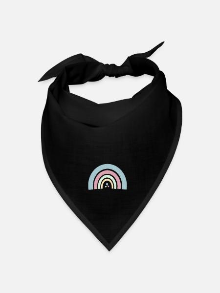 Bunte Bögen mit Herzen in Pastellfarben - Bandana Dreieckstuch - Schwarz