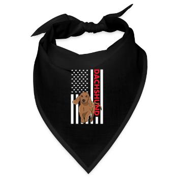 Dachshund Us Flag - Bandana Dreieckstuch - Schwarz - Vorne