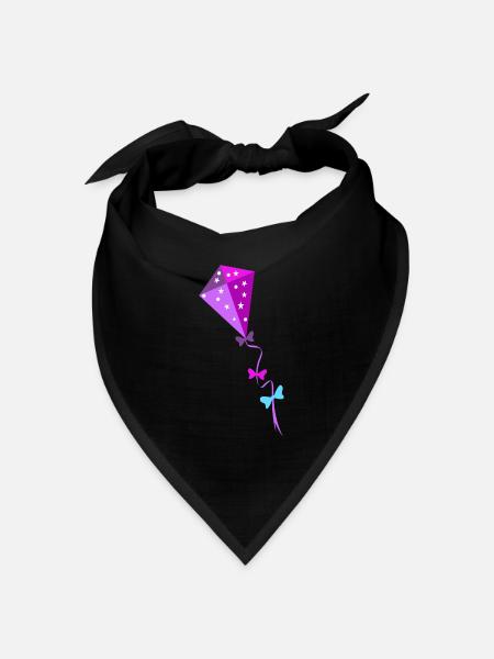 Bunter Drachen - Bandana Dreieckstuch - Schwarz