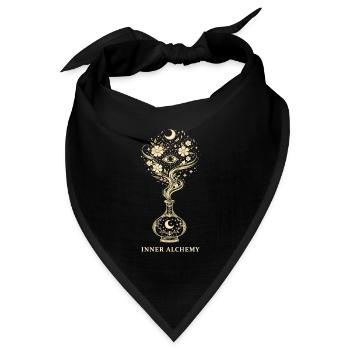 Innere Alchemie-Mond-Blumenkunst - Bandana Dreieckstuch - Schwarz - Vorne