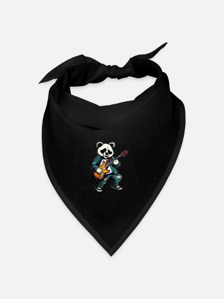 Panda-Gitarrist: Rock in der Tierband - Bandana Dreieckstuch - Schwarz