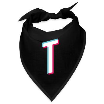 T - Buchstabe T - Bandana Dreieckstuch - Schwarz - Vorne