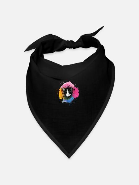 katze, bunt,aquarell, kunst,malerei,graffiti, - Bandana Dreieckstuch - Schwarz