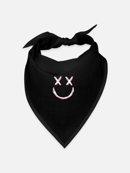 Smile mit X Augen - Bandana Dreieckstuch - Schwarz