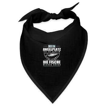 Mein Angelplatz ist so geheim nicht mal die Fische - Bandana Dreieckstuch - Schwarz - Vorne