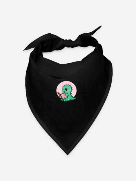 Cute Book Reading Dinosaur - Bandana Dreieckstuch - Schwarz
